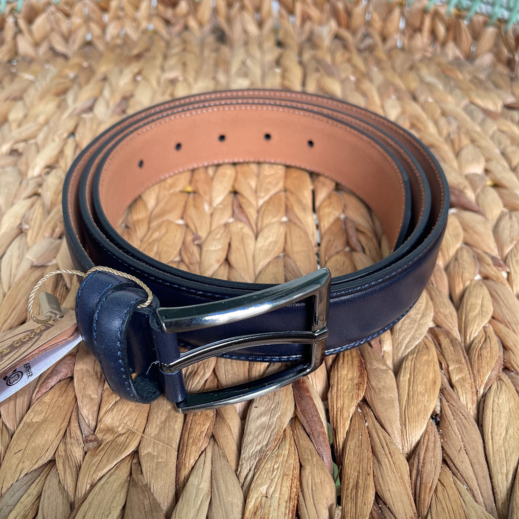 Handmade Genuine Leather Belt , Plain – The Ultimate Official Gift for Men- Color: Dark Blue