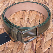 Load image into Gallery viewer, Handmade Genuine Leather Belt , Plain – The Ultimate Official Gift for Men or Women- Color: Olive