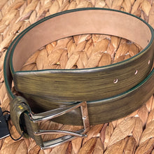 Load image into Gallery viewer, Handmade Genuine Leather Belt , Plain – The Ultimate Official Gift for Men or Women- Color: Olive