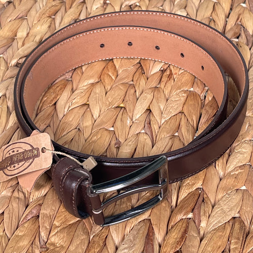 Handmade Genuine Leather Belt , Plain – The Ultimate Official Gift for Men- Color: Dark Brown