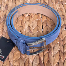 Load image into Gallery viewer, Handmade Genuine Nubuck Leather Belt , Plain – The Ultimate Official Gift for Women &amp; Men- Color: Blue