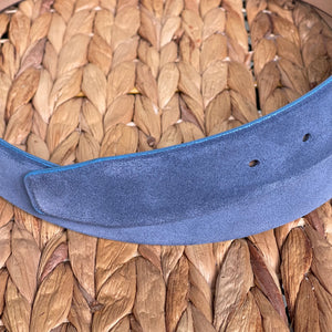 Handmade Genuine Nubuck Leather Belt , Plain – The Ultimate Official Gift for Women & Men- Color: Blue