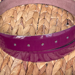 Handmade Genuine Varnish Leather Belt – The Ultimate Official Gift for Women & Men- Color: Purple