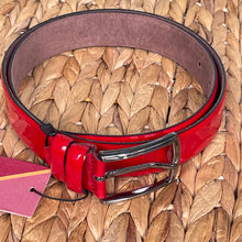 Load image into Gallery viewer, Handmade Genuine Varnish Leather Belt – The Ultimate Official Gift for Women &amp; Men- Color: Red