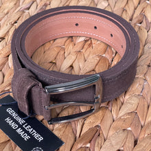 Load image into Gallery viewer, Handmade Genuine Suede Belt – The Ultimate Official Gift for Men- Color: Brown