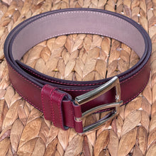 Load image into Gallery viewer, Handmade Leather Belt – The Ultimate Official Gift for Women &amp; Men - Color: Burgundy