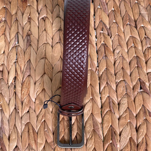 Handmade Genuine Leather Belt , Geometric Pattern – The Ultimate Official Gift for Men- Color: Brown