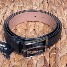 Load image into Gallery viewer, Handmade Genuine Leather Belt , Woven/Solid Pattern – The Ultimate Official Gift for Men- Color: Black