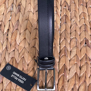 Handmade Genuine Leather Belt , Woven/Solid Pattern – The Ultimate Official Gift for Men- Color: Black