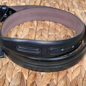 Handmade Genuine Leather Belt , Stripes Pattern – The Ultimate Official Gift for Men- Color: Black