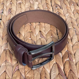 Handmade Genuine Leather Belt, Embroidered Design – Golf Belt - Color: Dark Brown