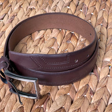 Load image into Gallery viewer, Handmade Genuine Leather Belt, Embroidered Design – Golf Belt - Color: Dark Brown