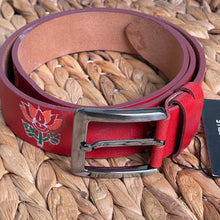 Load image into Gallery viewer, Handmade Real Thick Leather Belt with Special Permanent Painting -Red, Size: 36