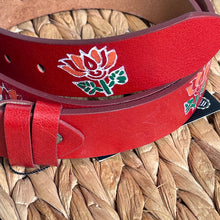 Load image into Gallery viewer, Handmade Real Thick Leather Belt with Special Permanent Painting -Red, Size: 36