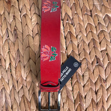 Load image into Gallery viewer, Handmade Real Thick Leather Belt with Special Permanent Painting -Red, Size: 36