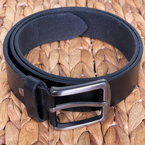 Handmade Real Thick Leather Belt - Textured - The Best Gift for Men - Color: Black, Size: 38