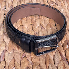 Load image into Gallery viewer, Handmade Genuine Leather Belt – Woven Pattern- The Ultimate Official Gift for Men - Black, Size: 40-42