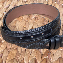 Load image into Gallery viewer, Handmade Genuine Leather Belt – Woven Pattern- The Ultimate Official Gift for Men - Black, Size: 40-42