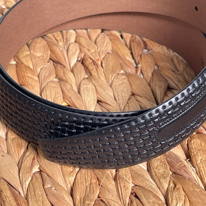 Handmade Genuine Leather Belt – Woven Pattern- The Ultimate Official Gift for Men - Black, Size: 40-42