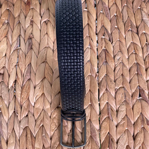 Handmade Genuine Leather Belt – Woven Pattern- The Ultimate Official Gift for Men - Black, Size: 40-42