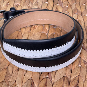 Handmade Genuine Leather Belt – Black/White Pattern - The Ultimate Official Gift for Men - Size: 48