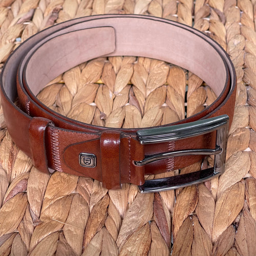 Handmade Genuine Leather Belt – Brown Solid/Textured Pattern - The Ultimate Official Gift for Men - Size: 40