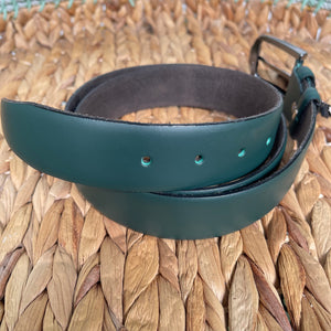 Handmade Genuine Leather Belt – Solid Green- The Ultimate Official Gift for women or Men, Size: 42