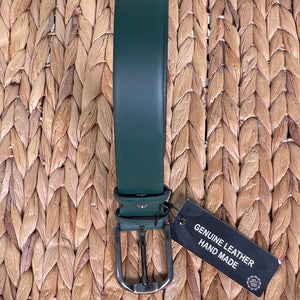 Handmade Genuine Leather Belt – Solid Green- The Ultimate Official Gift for women or Men, Size: 42