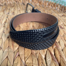 Load image into Gallery viewer, Handmade Genuine Leather Belt – Woven Pattern- The Ultimate Official Gift for Men - Black, Size: 40-42