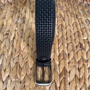 Handmade Genuine Leather Belt – Woven Pattern- The Ultimate Official Gift for Men - Black, Size: 40-42