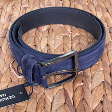 Load image into Gallery viewer, Handmade Genuine Suede Leather Belt – Navy Blue - The Ultimate Official Gift for Men or Women - Size: 36