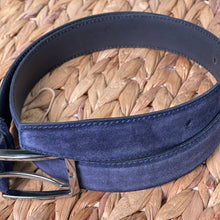 Load image into Gallery viewer, Handmade Genuine Suede Leather Belt – Navy Blue - The Ultimate Official Gift for Men or Women - Size: 36