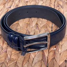 Load image into Gallery viewer, Handmade Real Leather Belt – Dotted Pattern - The Ultimate Official Gift for Men - Dark Blue, Size: 44