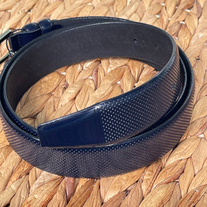 Handmade Real Leather Belt – Dotted Pattern - The Ultimate Official Gift for Men - Dark Blue, Size: 44