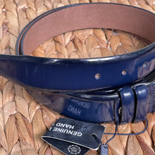 Load image into Gallery viewer, Handmade Real Leather Belt – Varnished - The Ultimate Official Gift for Men - Dark Blue, Size: 40