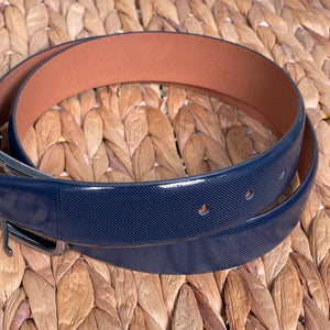 Handmade Real Leather Belt – Dotted Pattern - The Ultimate Official Gift for Men - Dark Blue, Size: 34