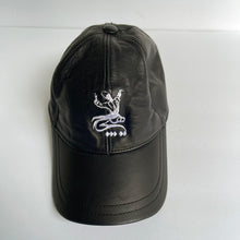 Load image into Gallery viewer, Unisex Real Leather Adjustable Sports Hat With an Embroidery of a Sama Dancer - Black