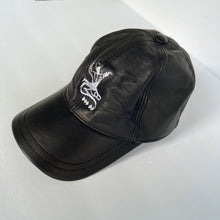 Load image into Gallery viewer, Unisex Real Leather Adjustable Sports Hat With an Embroidery of a Sama Dancer - Black