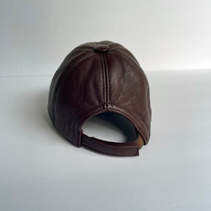 Unisex Real Leather Adjustable Sports Hat With an Embroidery of Nike sign - Brown