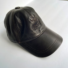 Load image into Gallery viewer, Unisex Real Leather Adjustable Sports Hat With an Embroidery of a Sama Dancer - Black 2