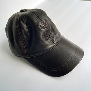 Unisex Real Leather Adjustable Sports Hat With an Embroidery of a Sama Dancer - Black 2