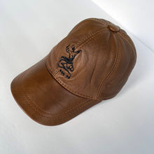 Load image into Gallery viewer, Unisex Real Leather Adjustable Sports Hat With an Embroidery of a Sama Dancer - Brown