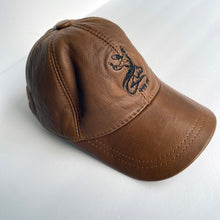 Load image into Gallery viewer, Unisex Real Leather Adjustable Sports Hat With an Embroidery of a Sama Dancer - Brown