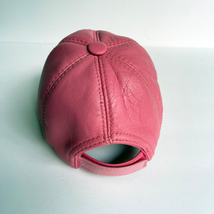 Unisex Real Leather Adjustable Sports Hat With an Embroidery of a Sama Dancer - Pink