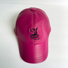 Load image into Gallery viewer, Unisex Real Leather Adjustable Sports Hat With an Embroidery of a Sama Dancer - Hot Pink