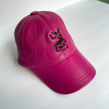 Load image into Gallery viewer, Unisex Real Leather Adjustable Sports Hat With an Embroidery of a Sama Dancer - Hot Pink