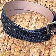 Load image into Gallery viewer, Handmade Genuine Leather Belt - Woven Pattern – The Ultimate Official Gift for Men- Color: Black