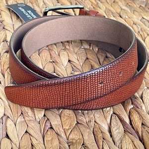 Handmade Genuine Leather Belt - Baby Chameleon Pattern – The Ultimate Official Gift for Men- Color: Brick Brown