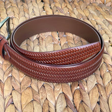 Load image into Gallery viewer, Handmade Genuine Leather Belt - Woven Pattern – The Ultimate Official Gift for Men- Color: Brown