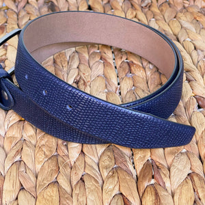 Handmade Genuine Leather Belt - Baby Chameleon Pattern – The Ultimate Official Gift for Men- Color: Dark Blue